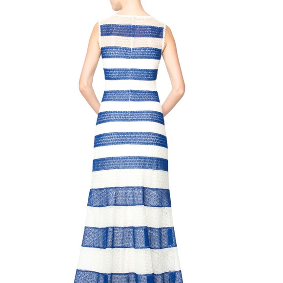 TADASHI SHOIJ DRESS STRIPED DAISY-CHAIN LACE BOATNECK GOWN SIZE 18Q NWT - Picture 4 of 5